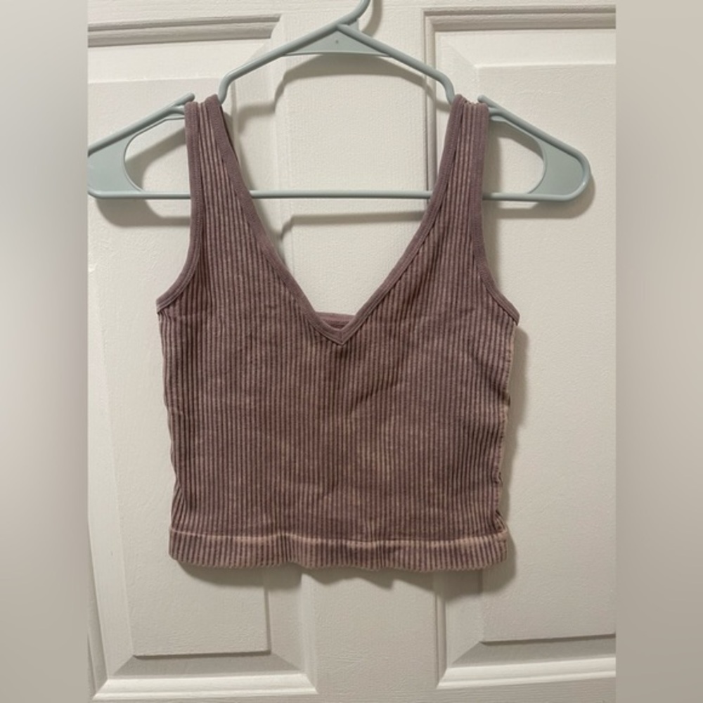 Aura Small/Medium Mauve Purple Distressed Crop Cami
